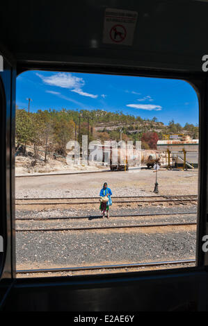 Mexiko, der letzte Staat Chihuahua, Barranca del Cobre (Copper Canyon), die Eisenbahnlinie (El Chepe) von Los Mochis nach Chihuahua Stockfoto