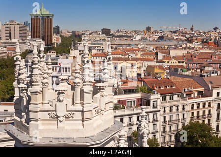 Spanien, Madrid, Kommunikation Palace, Madrid Rathaus, Dach Ansicht Stockfoto