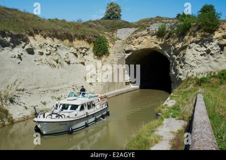 Frankreich, Herault, Malpas-Tunnel, Canal du Midi als Weltkulturerbe von der UNESCO gelistet Stockfoto