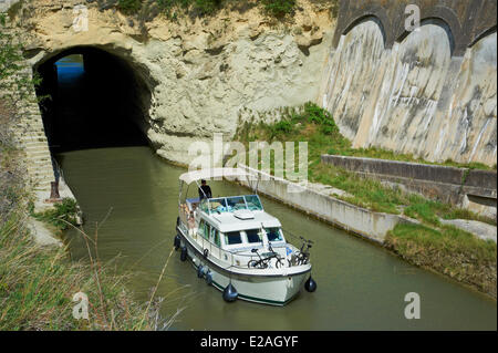 Frankreich, Herault, Malpas-Tunnel, Canal du Midi als Weltkulturerbe von der UNESCO gelistet Stockfoto