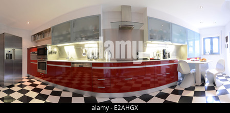 Moderne Küche Innenraum panorama Stockfoto