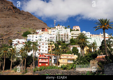 Spanien, Kanarische Inseln, La Gomera, Valle Gran Rey, weißen Häuser des Dorfes La Calera Stockfoto