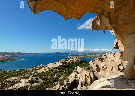 Italien, Sardinien, Provinz Olbia Tempio, Costa Smeralda (Costa Smeralda), Gallura, Capo d ' Orso, Bären-Fels, Granit-block, in Stockfoto