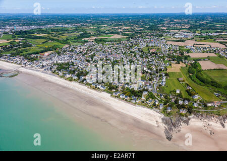 Frankreich, Manche, Cotentin, Saint Pair Sur Mer (Luftbild) Stockfoto