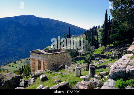 Griechenland, Phokis, Delphi, als Weltkulturerbe der UNESCO gelistet, Delphi befand sich ein Panhellenische Heiligtum wo das Orakel von Stockfoto