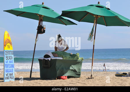 Mexiko, Baja California Sur State, Todos Santos Region, Playa Los Cerritos, Massagegerät bei der Arbeit Stockfoto