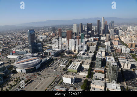 USA, California, Los Angeles, Innenstadt von Wolkenkratzern (Luftbild) Stockfoto