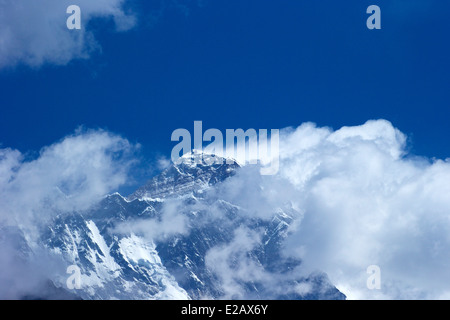 Ansicht des Mount Everest von Everest View Hotel in der Nähe von Namche Bazar, Nepal, Asien Stockfoto