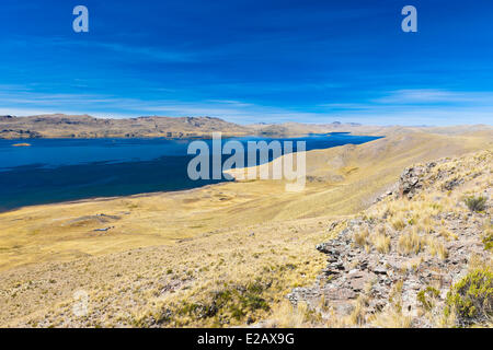 Peru, Puno Provinz Landschaft des Altiplano, Lagunillas See (4174) Stockfoto