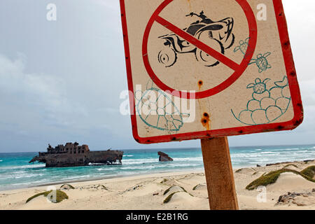 Boavista, Boa Esperança, Boavista, Cabo Santa Maria Beach, Cape Verde, Wrack der Santa Maria Mercantile versenden (1968) Stockfoto