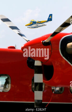 Malediven, Wasserflugzeuge der Maldivian Air Taxi Unternehmen und Trans Maldivian Stockfoto