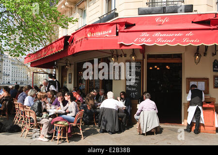 Frankreich, Paris, Terrasse der Brasserie Saint-Louis En l ' Ile Ganzjahresvermietung Quai de Bourbon auf der Ile Saint Louis Stockfoto