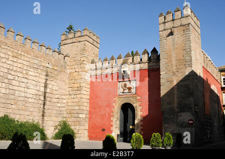 Spanien, Andalusien, Alcazar, Befestigungen und Stromeingang Stockfoto