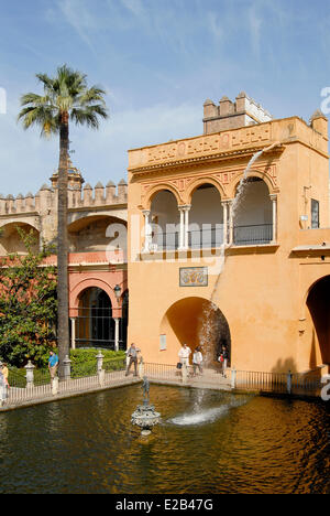 Alcazar de Sevilla, Sevilla, Andalusien, Spanien als Weltkulturerbe der UNESCO, gotischer Palast, den Alcazar Gärten aufgeführt Stockfoto