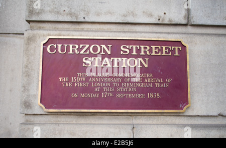 Plaque Curzon Street Birmingham Stockfoto