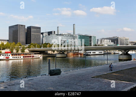 Frankreich, Paris, Pont Charles de Gaulle von Architectes Louis Gerald Arretche und Roman Karansinski und Geschäft Bezirk von Gare Stockfoto