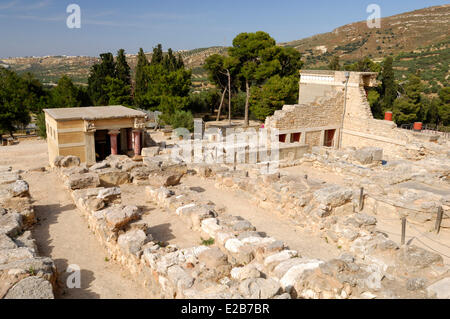 Griechenland, Kreta, Knossos, archäologische Stätte, Ruinen der Nordeingang der Palast von König Minos Stockfoto