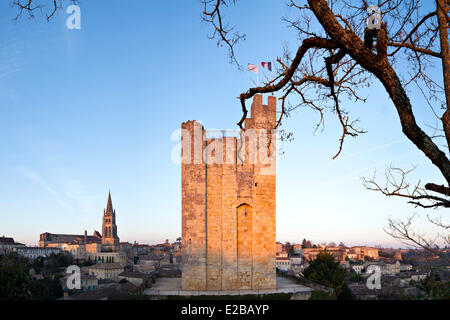 Frankreich, Gironde, Saint Emilion, Weltkulturerbe der UNESCO, das Dorf, Tour du Roy, der Kirchturm und der Abtei Stockfoto