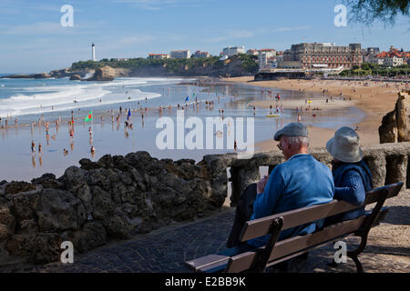 Frankreich, Pyrenees Atlantiques, Biarritz, Strand Grande Plage Stockfoto