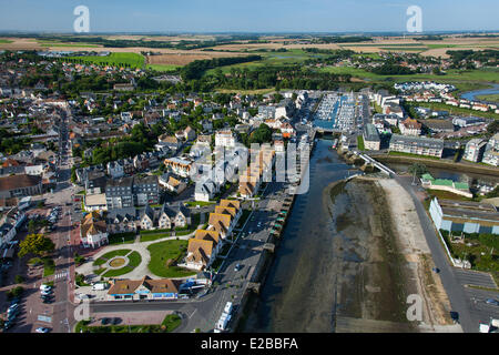 Frankreich, Calvados, Courseulles Sur Mer, Mündung des Seulles (Luftbild) Stockfoto