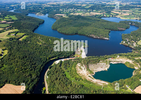 Frankreich, Côtes d ' Armor, Mur de Bretagne, Guerledan dam (Luftbild) Stockfoto