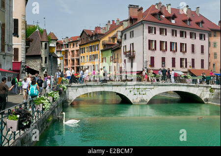 Frankreich, Haute Savoie, Annecy, Quai de l ' Isle und Fluss Thiou Stockfoto