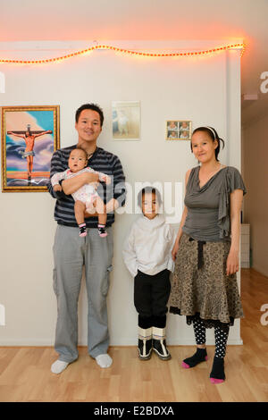 Grönland, Baffin Bay, Tasiusaq, Thui Svendsen und seine Familie Stockfoto