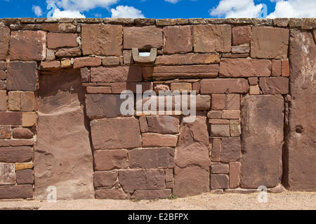 Bolivien La Paz Abteilung Tiwanaku präInkaischen archäologische Stätte UNESCO stonewall, der Kalassaya Tempel Sternwarte Stockfoto