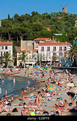 Frankreich, Pyrenäen Orientales Cote Vermeille, Collioure, Port Avall Strand Stockfoto