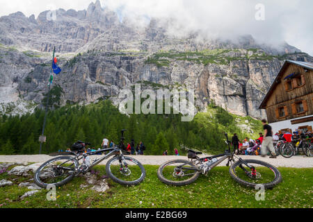 Italien, Venetien, Belluno Provinz, Dolomiten, UNESCO, Cortina d ' Ampezzo, See-Föderation, Croda da Lago Zuflucht (2046 m) Stockfoto