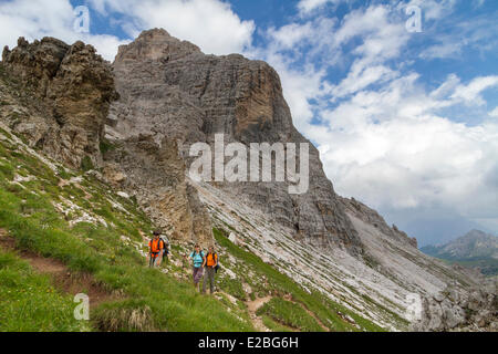 Italien, Venetien, Provinz Belluno, Dolomiten, Weltkulturerbe von UNESCO, San Vito di Cadore, Wandern rund um Croda da Lago Stockfoto