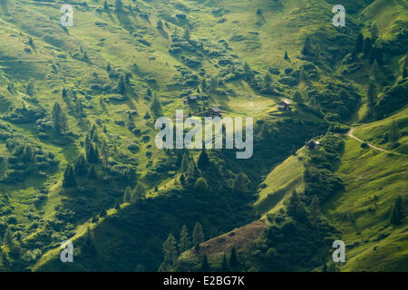 Italien, Venetien, Belluno Provinz, Dolomiten, UNESCO, Colle Santa Lucia, Weiden gesehen zervikalen Passo Giau (2462 m) Stockfoto