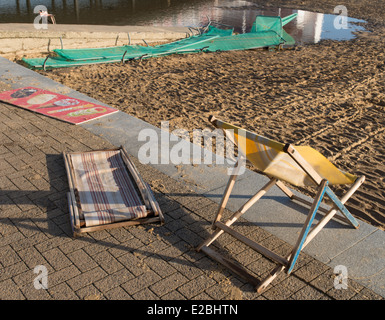 Die Folgen der Flutwelle von Dezember 2013 bei Great Yarmouth Strandpromenade, Norfolk Stockfoto