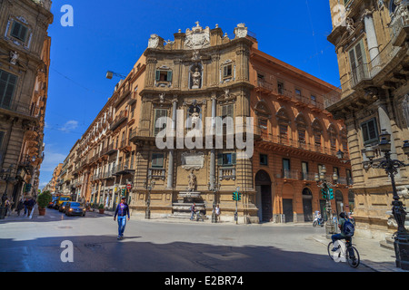 Quattro Cantoni Platz in Palermo Stockfoto