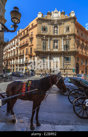 Quattro Cantoni Platz in Palermo Stockfoto