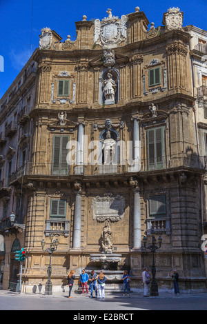 Quattro Cantoni Platz in Palermo Stockfoto