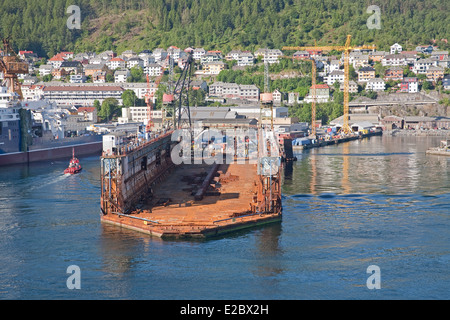 Trockendock-Container in Bergen Norwegen Stockfoto