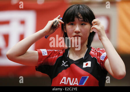 Miyu Kato, 18. Juni 2014 - Tischtennis: ITTF World Tour, Japan Open 2014 Dameneinzel Qualifikationsrunde am kulturellen Gymnasium Yokohama, Kanagawa, Japan. (Foto von SHINGO ITO/AFLO SPORT) Stockfoto