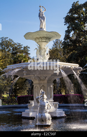 Forsyth Park Brunnen, Savannah, Georgia Stockfoto