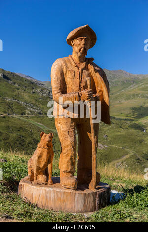 Frankreich, Savoyen, Les Menuires, Skulptur von Regis Suchet Berger des Alpages (der Hirte von den Almen) Stockfoto