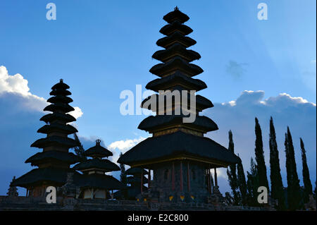 Indonesien, Bali, Kintamani, der Tempel Pura Ulun Danu Batur entlang den Kraterrand der Caldera Gunung Batur Stockfoto