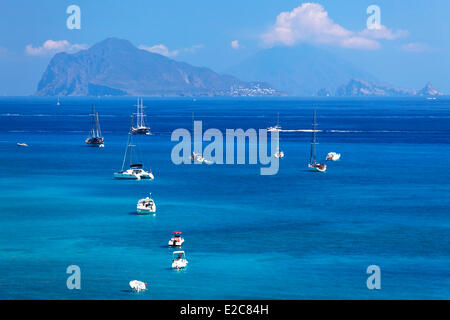 Italien, Sizilien, Äolischen Inseln, als Weltkulturerbe von UNESCO, Panarea und Stromboli Inseln Stockfoto