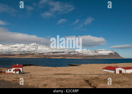 Island, Region Austurland, Atlantikküste, Ost-Mantel, Berufjordur Fjord Stockfoto