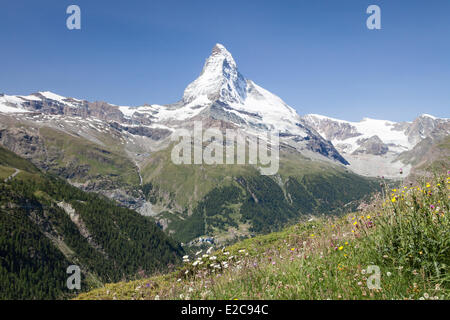 Schweiz, Kanton Wallis, Zermatt, das Matterhorn (4478 m) Stockfoto