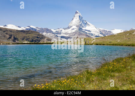 Schweiz, Kanton Wallis, Zermatt, den Stellisee-See und das Matterhorn (4478 m) Stockfoto