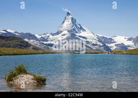 Schweiz, Kanton Wallis, Zermatt, den Stellisee-See und das Matterhorn (4478 m) Stockfoto
