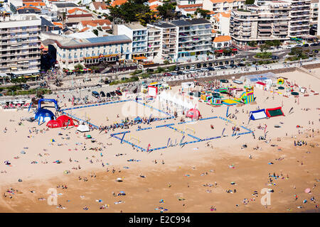 Frankreich, Vendee, Saint Jean de Monts, beach-Soccer-Turnier (Luftbild) Stockfoto