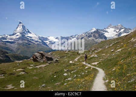 Schweiz, Kanton Wallis, Zermatt, das Matterhorn (4478 m) Stockfoto