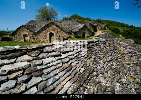 Frankreich, Aveyron, Riviere Sur Tarn, Weiler Weinkeller cave Entre Deux Mondes Stockfoto