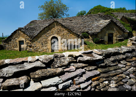 Frankreich, Aveyron, Riviere Sur Tarn, Weiler Weinkeller cave Entre Deux Mondes Stockfoto